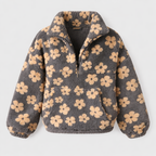 Women's Floral Sherpa Pullover | Oversized Teddy Fleece Quarter-Zip Jumper | Cosy Casual Knitwear