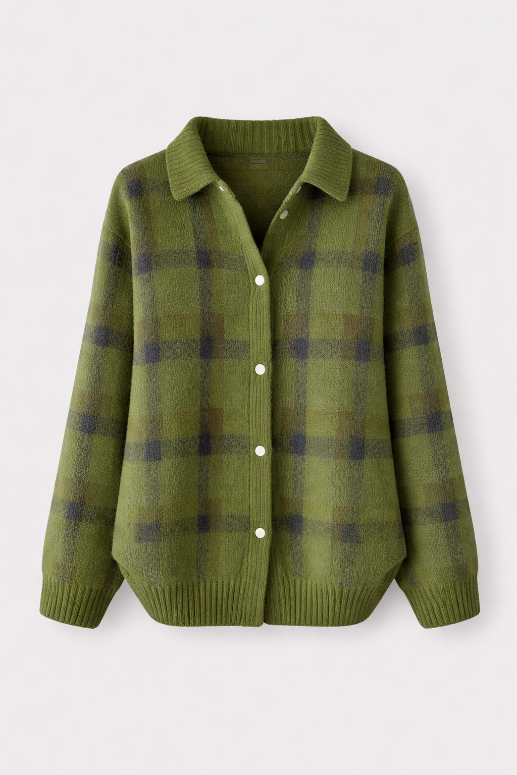 Women's Check Knit Cardigan | Collared Button-Through Plaid Jumper | Casual Everyday Knitwear
