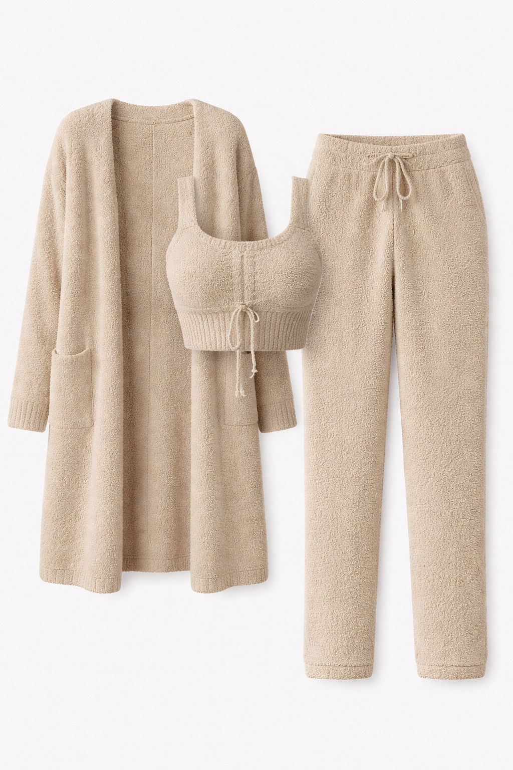 Women's Fluffy Teddy Fleece Co-ord Set | Three-Piece Loungewear Set | Cosy Home & Gifting