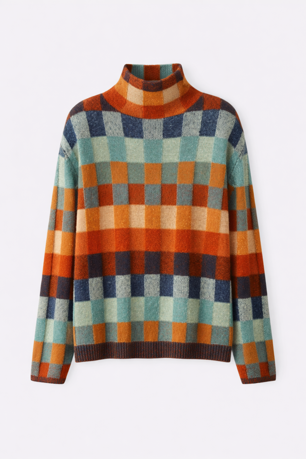 Kayleigh Women's Cashmere Blend Patchwork Turtleneck Sweater | Luxury Knit Jumper for Women | Smart Casual Everyday Knitwear