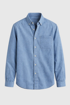 Men's Casual Denim Shirt | Button-Down Long Sleeve Jean Shirt for Men | Everyday Streetwear & Smart Casual