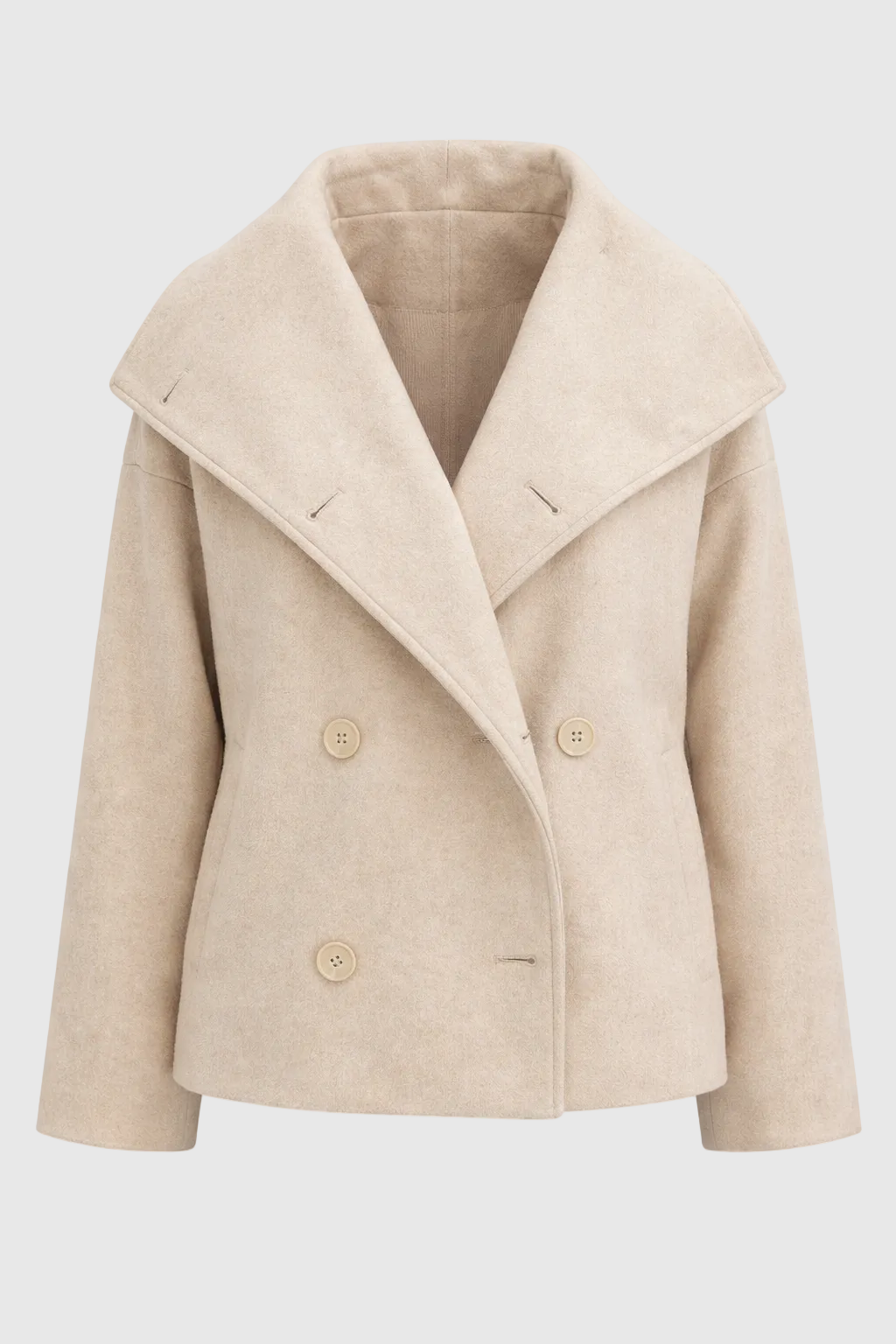 Women's Short Wool Jacket with Double Snap Closure | Tailored Cropped Wool Coat for Women
