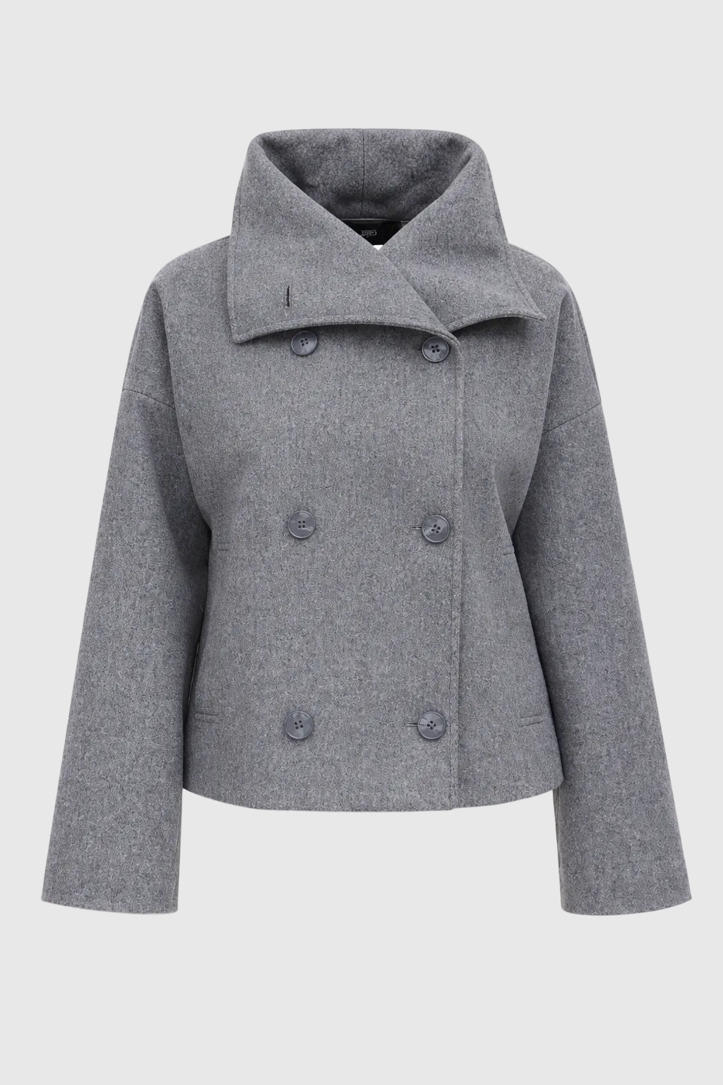 Women's Short Wool Jacket with Double Snap Closure | Tailored Cropped Wool Coat for Women