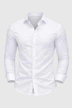 Men’s Stretch Cotton Shirt – Slim Fit Long Sleeve