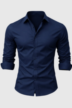 Men’s Stretch Cotton Shirt – Slim Fit Long Sleeve