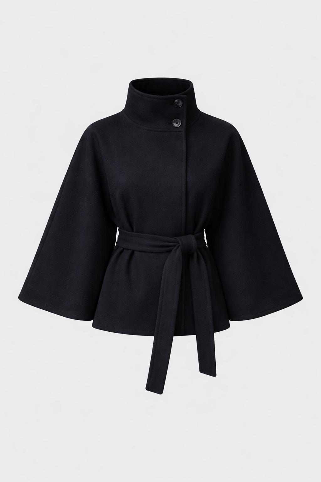 Odette Women's Crossover Wool Blend Jacket | High Collar Wide Sleeve Casual Jacket for Women