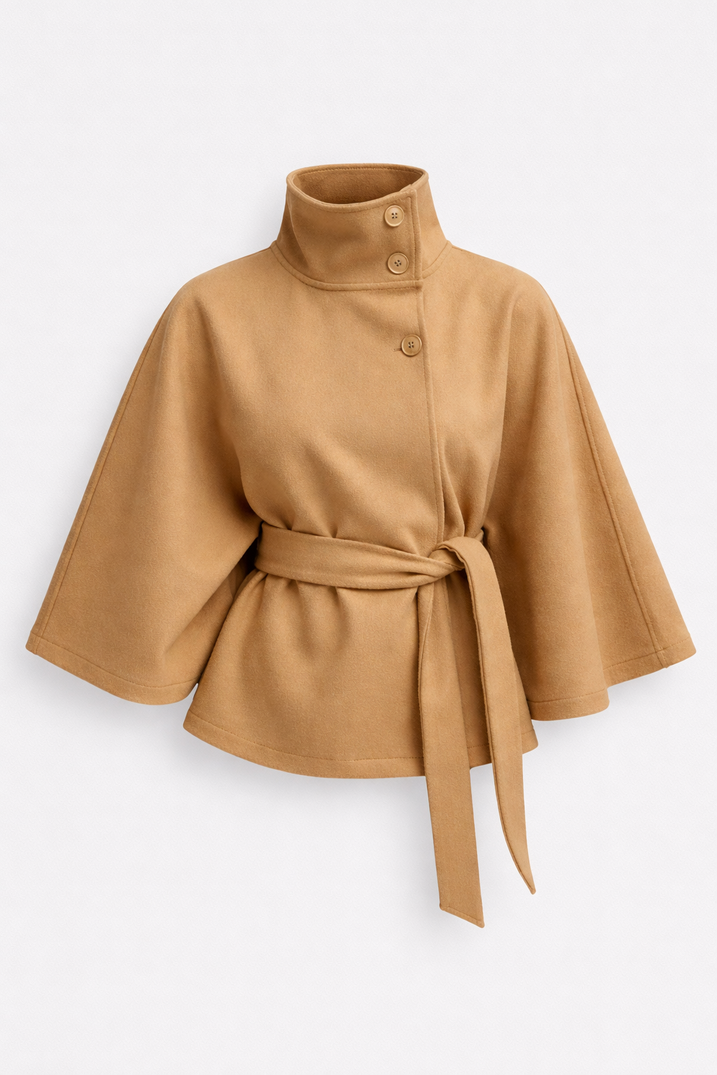 Odette Women's Crossover Wool Blend Jacket | High Collar Wide Sleeve Casual Jacket for Women
