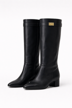 Zohra Women's Faux Suede Knee-High Boots with Flap | Block Heel Fold-Over Boots for Women