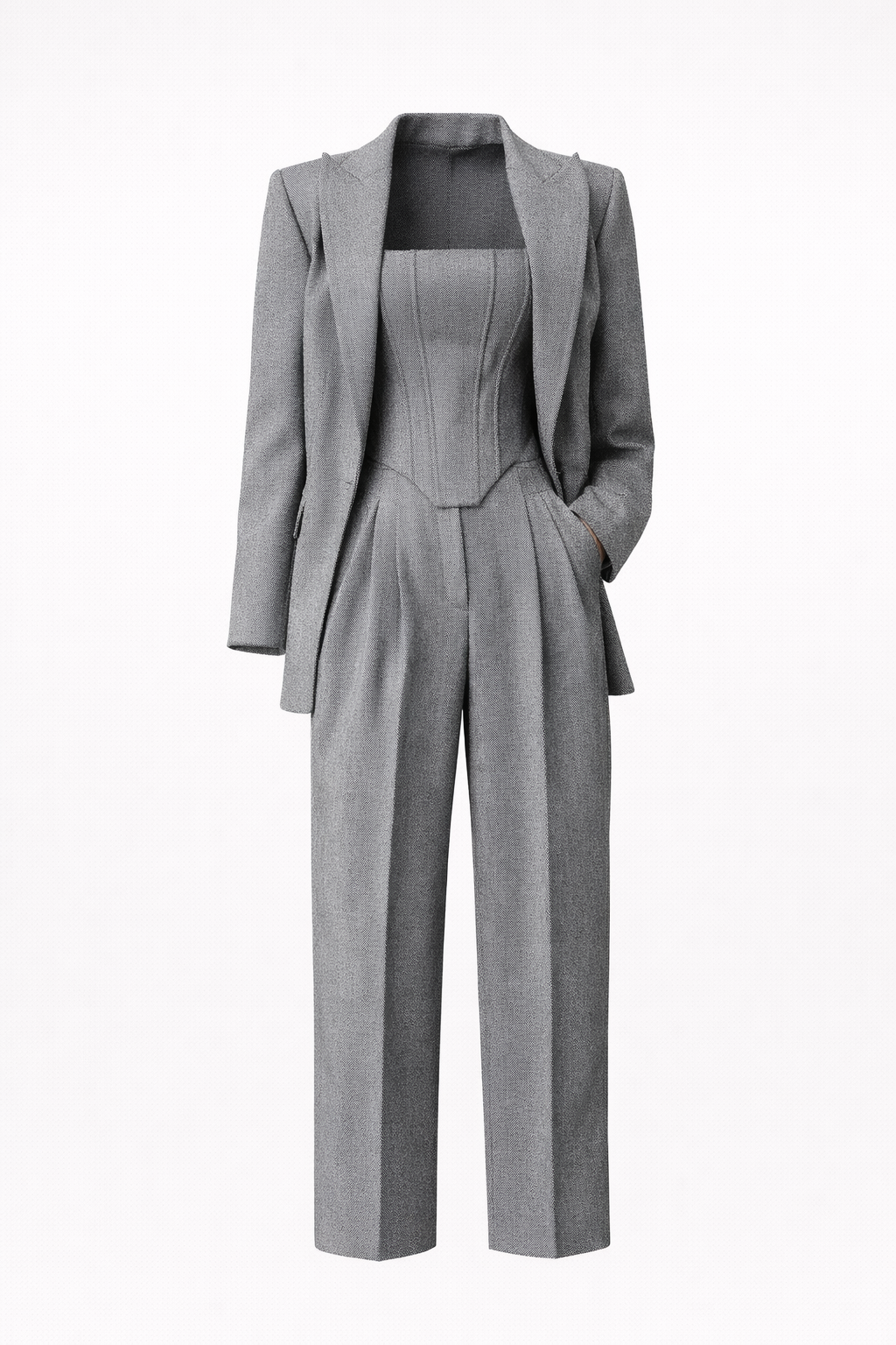 Iwona Women's Timeless 3-Piece Wool Blend Suit | Blazer, Waistcoat & Trousers Set for Women