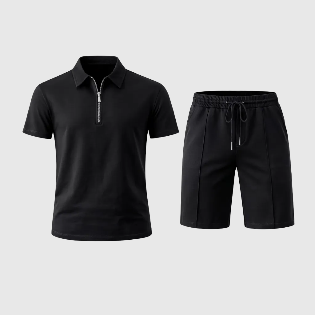 Men's Luxury Polo Shirt and Shorts Set | Smart Casual Co-Ord Matching Set for Men