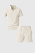 Men's Luxury Polo Shirt and Shorts Set | Smart Casual Co-Ord Matching Set for Men