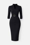 Margaux Women's Cotton Knit Bodycon Midi Turtleneck Dress | Fitted Sweater Dress for Women