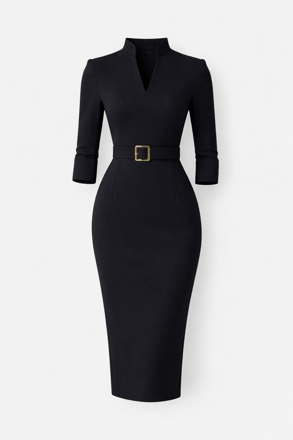 Margaux Women's Cotton Knit Bodycon Midi Turtleneck Dress | Fitted Sweater Dress for Women