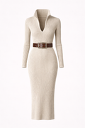 Margaux Women's Wool Blend Turtleneck Midi Sweater Dress | Fitted Bodycon Knit Dress for Women