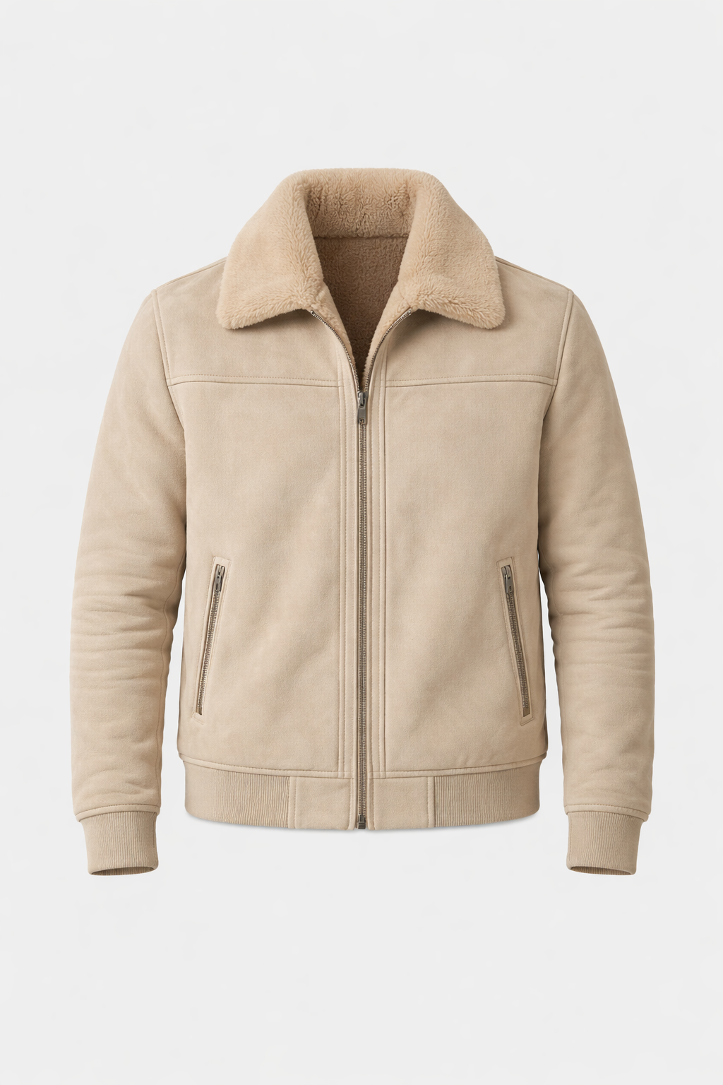 Maëlric Men's Winter Bomber Jacket with Faux Fur Collar | Mid-Length Zip-Up Coat for Men