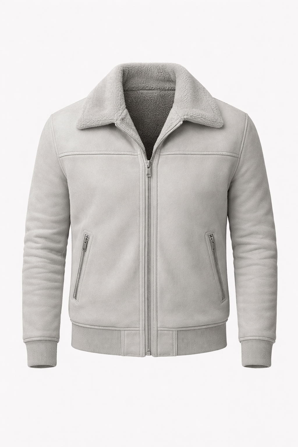 Maëlric Men's Winter Bomber Jacket with Faux Fur Collar | Mid-Length Zip-Up Coat for Men
