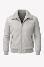 Maëlric Men's Winter Bomber Jacket with Faux Fur Collar | Mid-Length Zip-Up Coat for Men