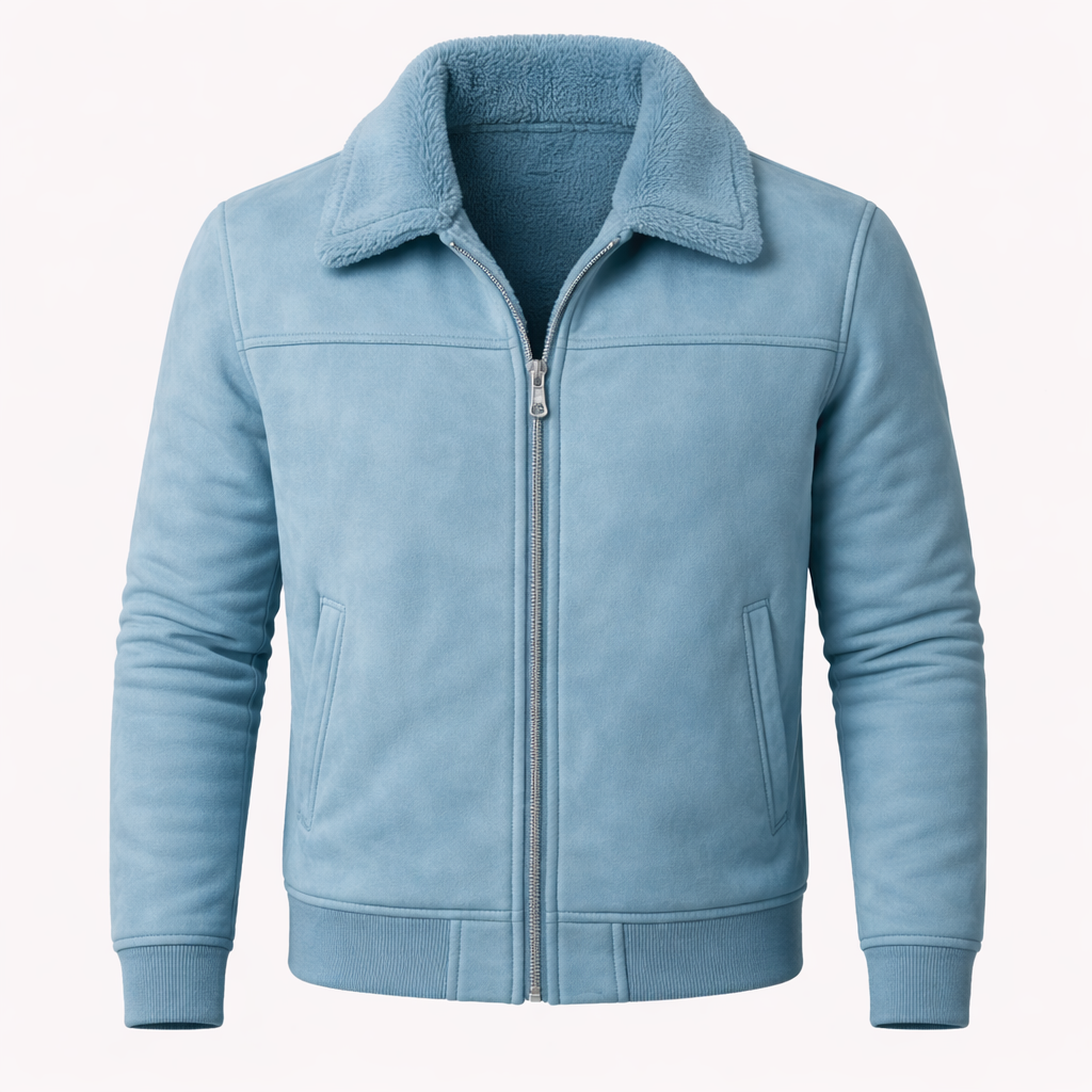 Maëlric Men's Winter Bomber Jacket with Faux Fur Collar | Mid-Length Zip-Up Coat for Men