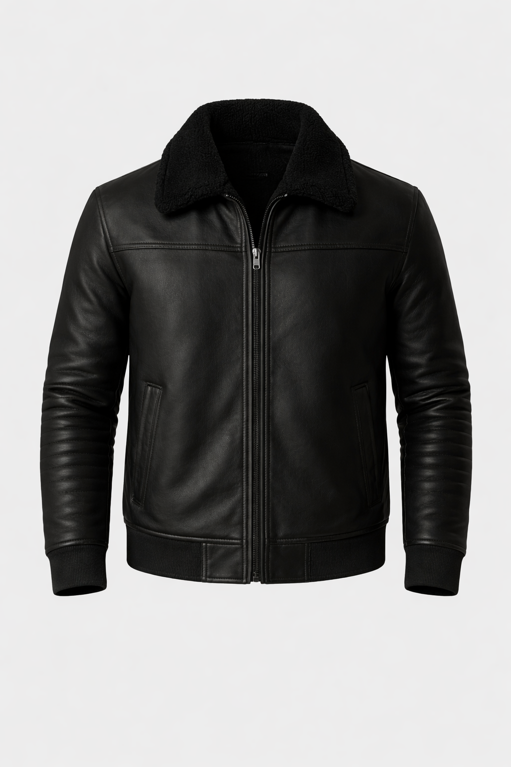 Maëlric Men's Winter Bomber Jacket with Faux Fur Collar | Mid-Length Zip-Up Coat for Men