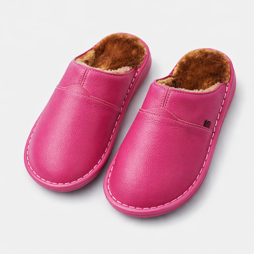 Men's Waterproof Leather Slippers | Indoor & Outdoor Slip-On House Shoes for Men