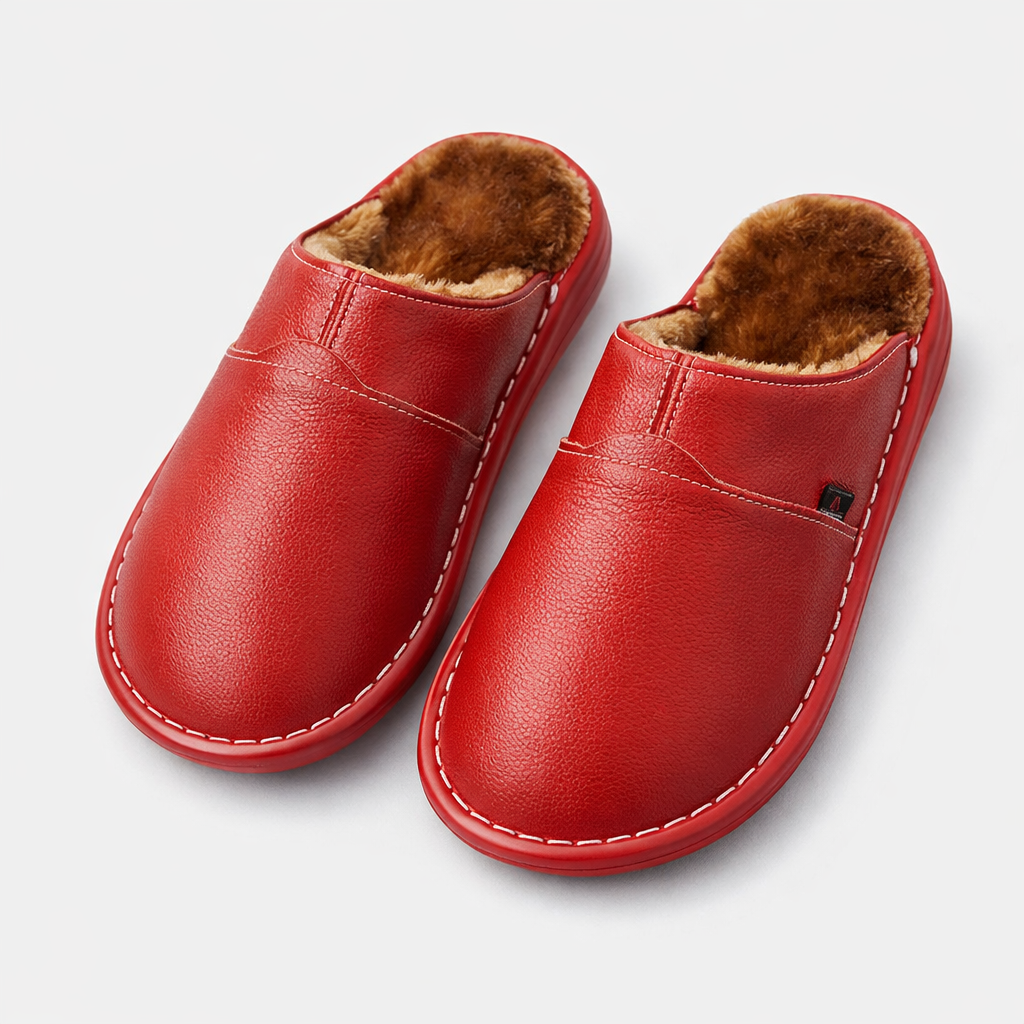 Men's Waterproof Leather Slippers | Indoor & Outdoor Slip-On House Shoes for Men