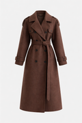 Grace Women's Wool Trench Coat with Belt | Double-Breasted Longline Winter Coat for Women
