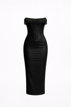 Sharlene Women's Satin Bodycon Midi Dress | Going Out Occasion Dress | Wedding Guest & Evening