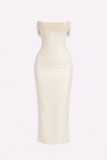 Sharlene Women's Satin Bodycon Midi Dress | Going Out Occasion Dress | Wedding Guest & Evening