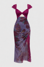 Vivienne Women's Floral Lace Trim Maxi Dress | Boho Slip Cutout Summer Dress | Casual & Evening