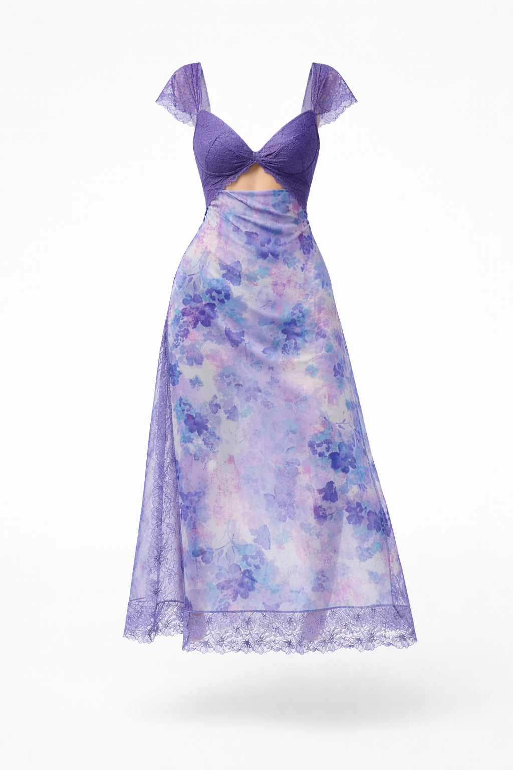 Vivienne Women's Floral Lace Trim Maxi Dress | Boho Slip Cutout Summer Dress | Casual & Evening