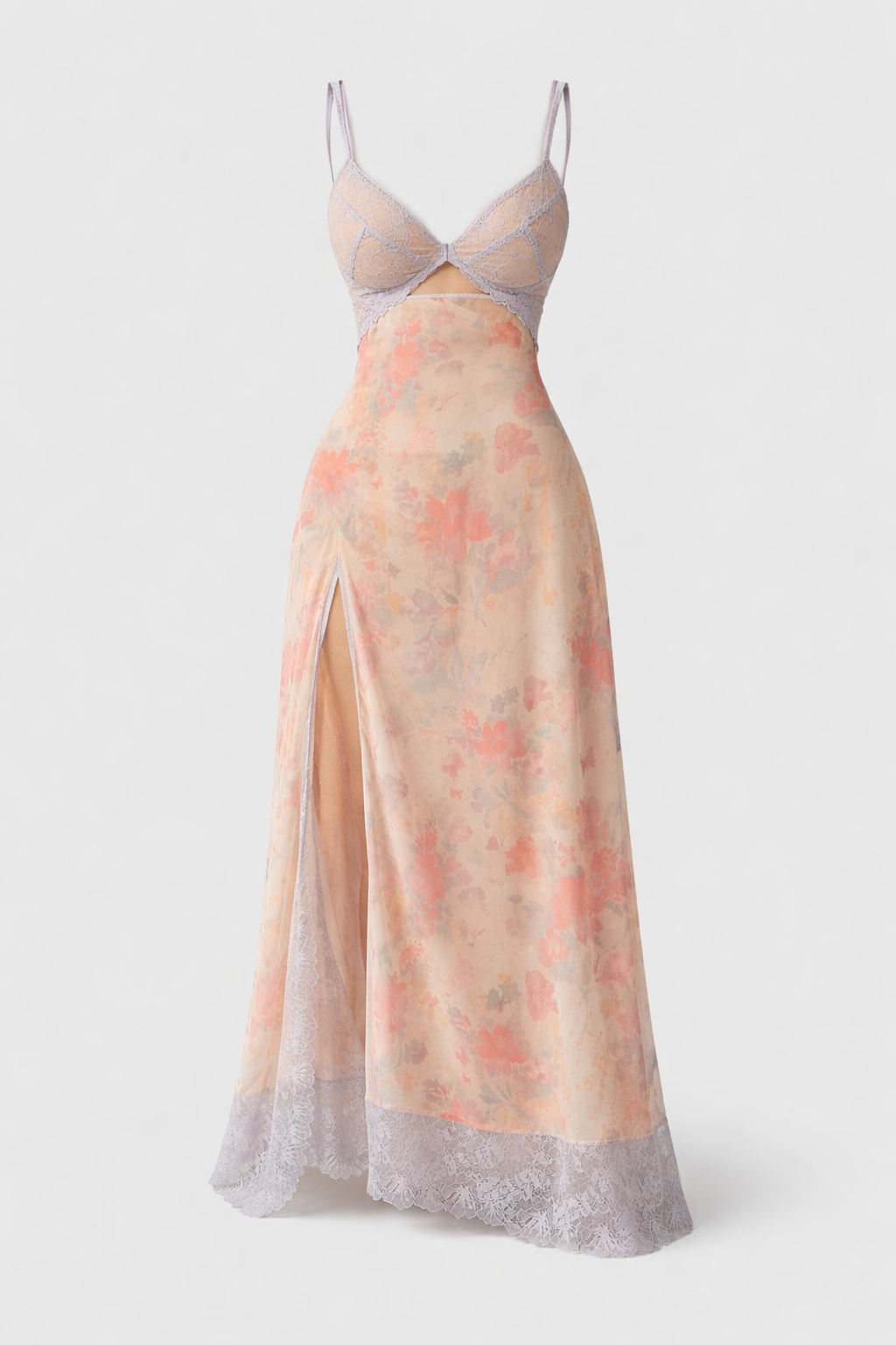 Vivienne Women's Floral Lace Trim Maxi Dress | Boho Slip Cutout Summer Dress | Casual & Evening