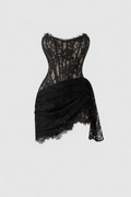 Saskia Women's Lace Corset Mini Dress | Strapless Draped Going Out Party Dress | Evening & Occasion