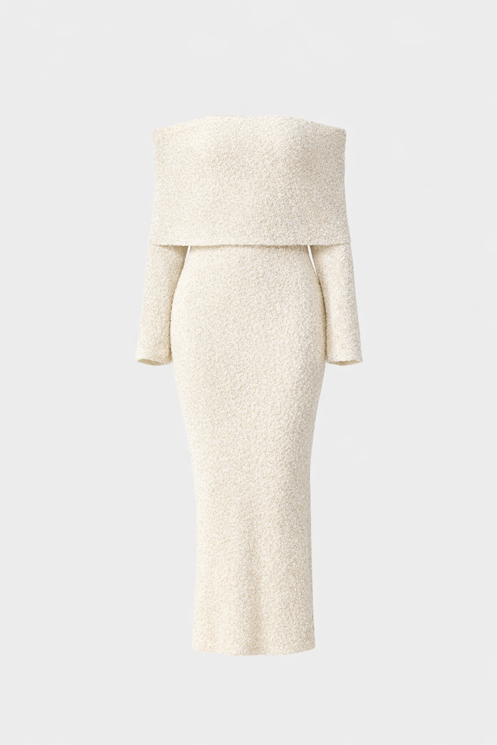 Selah Women's Bouclé Knit Off Shoulder Maxi Dress | Long Sleeve Bodycon | Evening & Smart Casual
