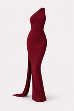 Gwynn Women's One Shoulder Bodycon Maxi Dress | Ruched Open Back Going Out Dress | Evening & Occasion
