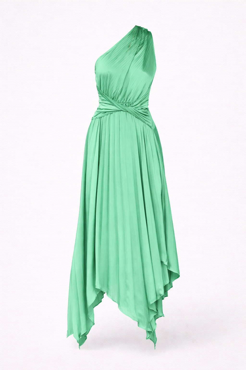 Audrine Women's Satin One Shoulder Midi Dress | Draped Twist Asymmetric | Evening & Smart Casual