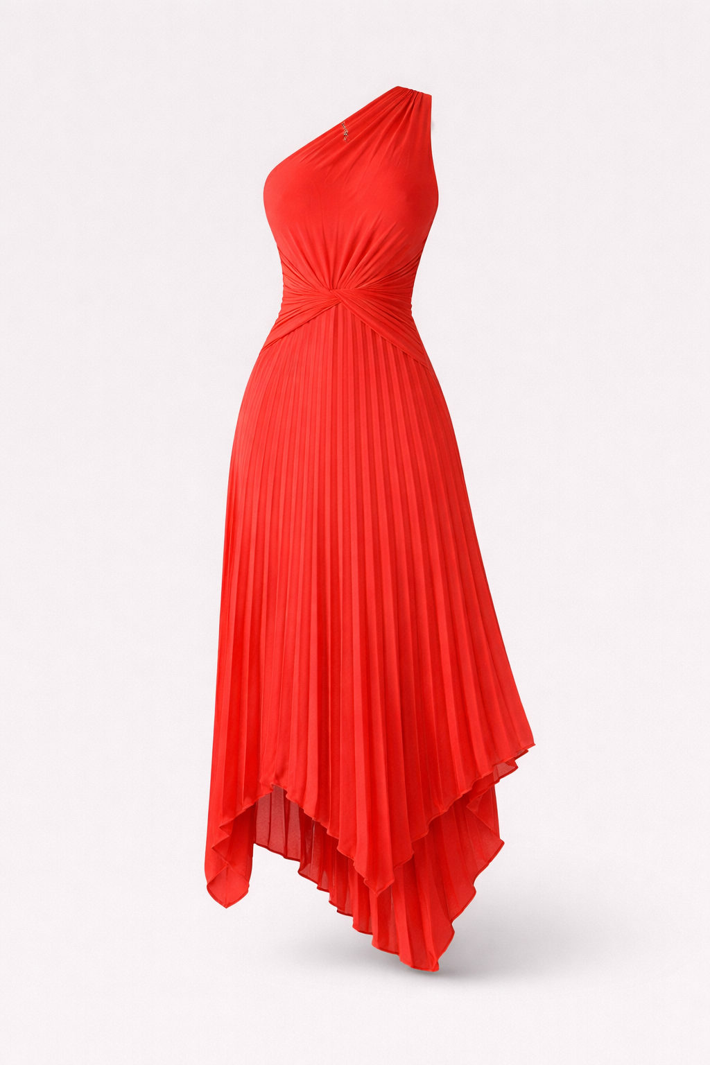 Audrine Women's Satin One Shoulder Midi Dress | Draped Twist Asymmetric | Evening & Smart Casual