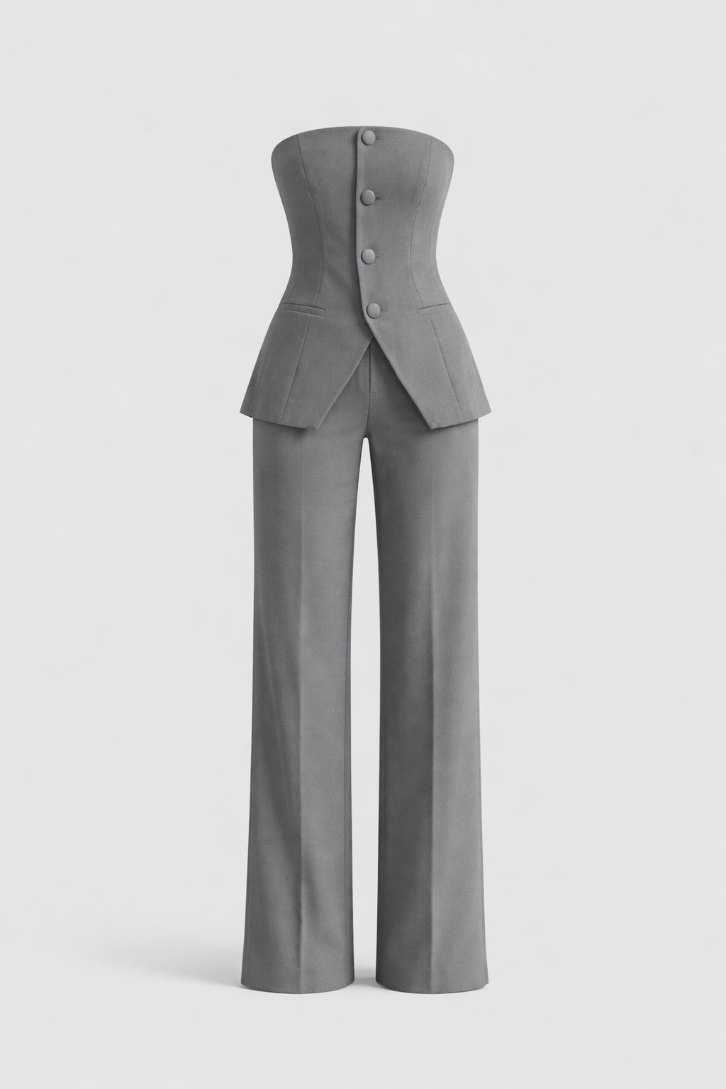 Clariza Women's Tailored Strapless Co-Ord Set | Bustier Top & Wide Leg Trouser | Evening & Smart Casual
