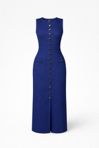 Fiorella Women's Button Front Midi Dress | Sleeveless Smart Casual Knit Dress | Work & Evening