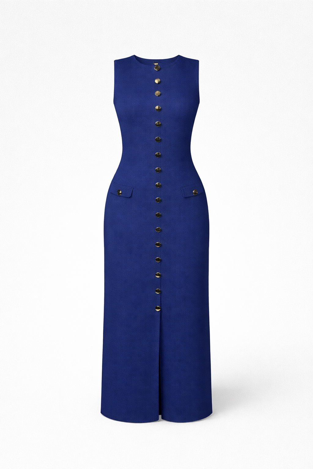 Fiorella Women's Button Front Midi Dress | Sleeveless Smart Casual Knit Dress | Work & Evening