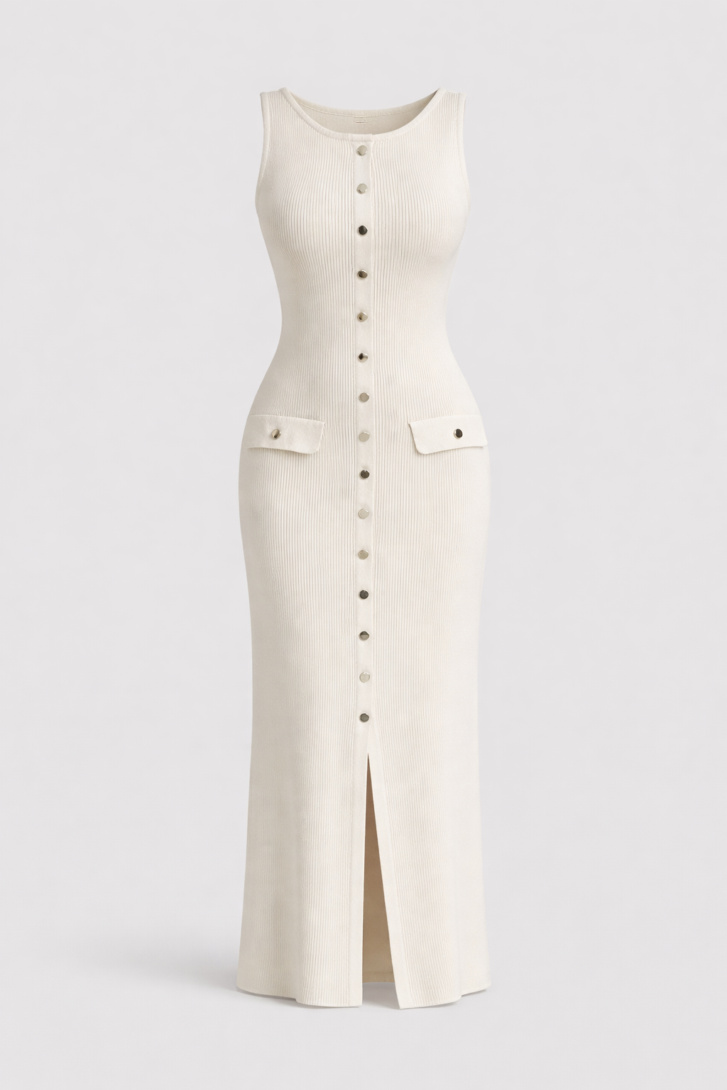 Fiorella Women's Button Front Midi Dress | Sleeveless Smart Casual Knit Dress | Work & Evening