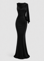 Reese Women's One Shoulder Knot Maxi Dress | Formal Bodycon Going Out Gown | Evening & Occasion