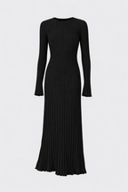 Maeve Women's Ribbed Knit Pleated Maxi Dress | Long Sleeve Smart Casual Dress | Everyday & Evening