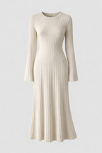 Maeve Women's Ribbed Knit Pleated Maxi Dress | Long Sleeve Smart Casual Dress | Everyday & Evening
