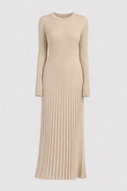 Maeve Women's Ribbed Knit Pleated Maxi Dress | Long Sleeve Smart Casual Dress | Everyday & Evening