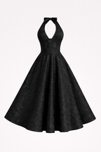 Rafaella Women's Halterneck Full Skirt Midi Dress | Jacquard Occasion Wedding Guest Dress | Evening & Casual