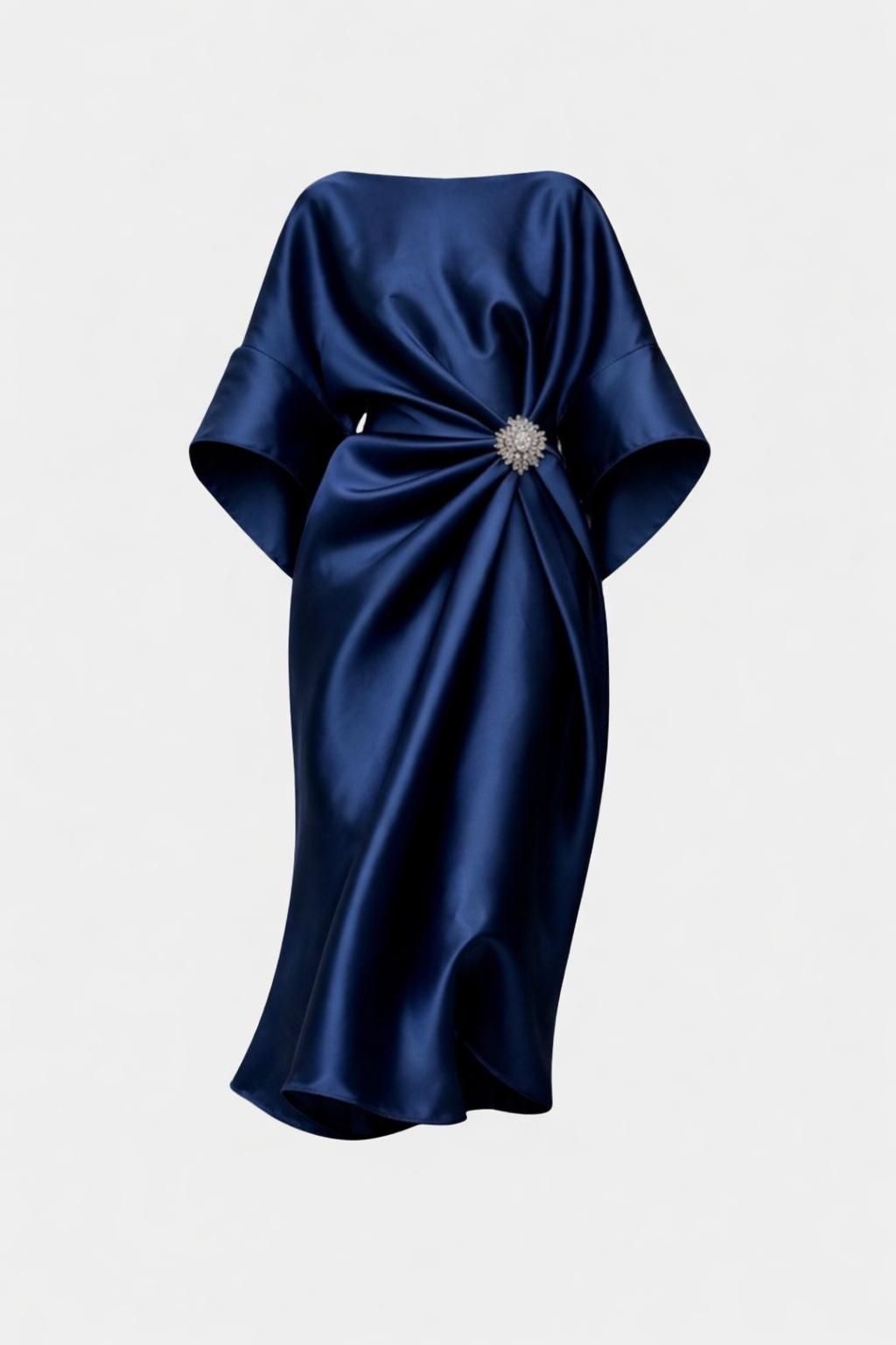 Verbera Women's Satin Batwing Sleeve Maxi Dress | Brooch Occasion Going Out Dress | Evening & Smart Casual
