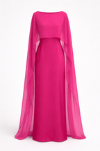 Tayma Women's Draped Cape Sleeve Abaya Maxi Dress | Modest Occasion Dress | Evening & Smart Casual