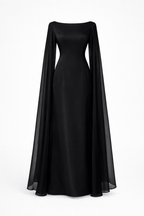 Tayma Women's Draped Cape Sleeve Abaya Maxi Dress | Modest Occasion Dress | Evening & Smart Casual