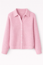 Women's Collared Knit Cardigan | Button-Through Shirt Collar Jumper | Casual & Everyday Wear