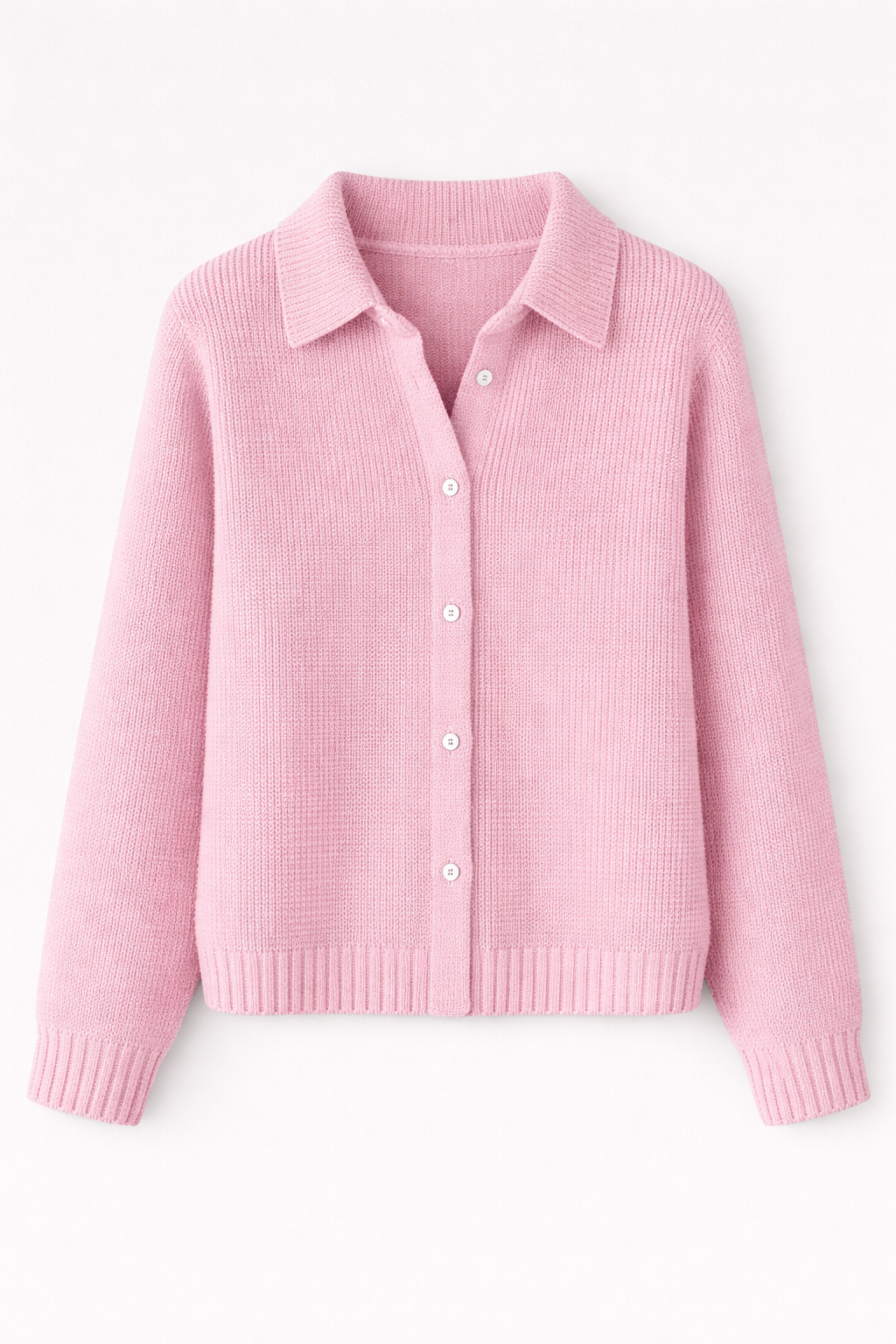Women's Collared Knit Cardigan | Button-Through Shirt Collar Jumper | Casual & Everyday Wear